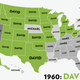 Illustration for article titled Map: Six Decades of the Most Popular Names for Boys, State-by-State